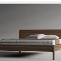 Stylish Double Bed With Wooden Frame White Mattress And Pillows For Bedroom Interior