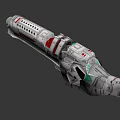 Sci Fi Weapon Design With Metallic Red White Accents And Green Illuminated Sights