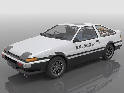 Classic White Sports Car With Fujiwara Tofu Shop Logo Two Door Coupe Design 3d model