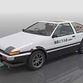 Classic White Sports Car With Fujiwara Tofu Shop Logo Two Door Coupe Design