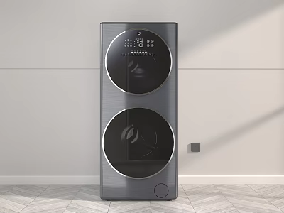 Sleek Modern Gray Double Drum Washing Machine Home Interior Design 3d model