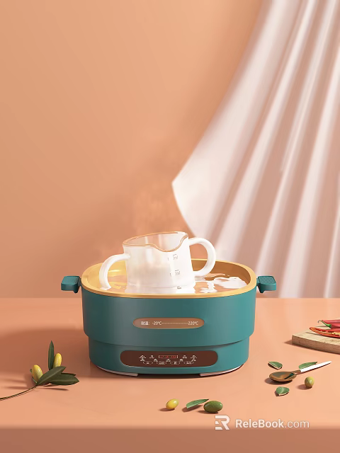 Modern Teal Multifunctional Kitchen Appliance For Cooking With White Measuring Container 3d model 