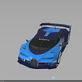 Blue Bugatti Racing Sports Car With Streamlined Design Aerodynamic Rear Wing And Shiny Finish