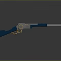 Vintage Rifle with Blue and Silver Finish Gold Accents and Detailed Engraved Design