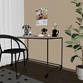 Modern Desk Interior With Chair Stylish Lamp Poster And Green Plant