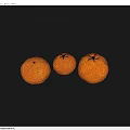 Three Fresh Glossy Oranges Arranged Neatly on Gray Background Surface