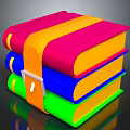 Stack of Vibrant Colorful Books Strapped with Yellow Belt in Red Blue Green