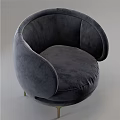 Comfortable Navy Blue Velvet Accent Chair Rounded Back Armrests Gold Metal Legs Modern Design