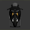 Modern Black Sport Motorcycle With Sleek Design Shiny Exhaust And Gold Wheels