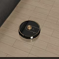 Smart Robot Vacuum Cleaner With Golden Accents For Wooden Floor Cleaning