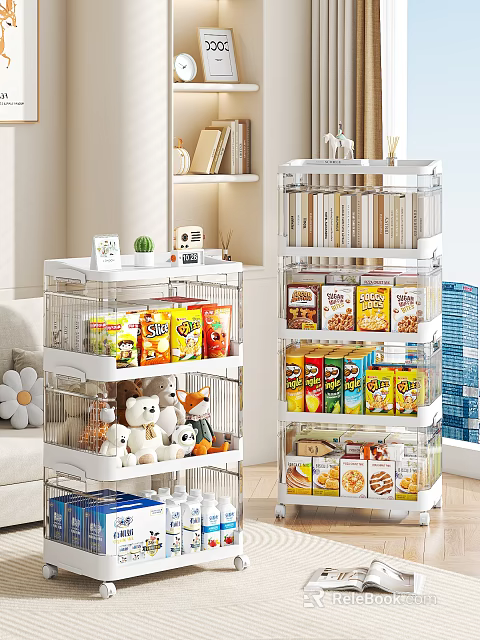 Transparent Storage Cabinet with Multiple Drawers for Snacks and Toys in Living Room 3d model 