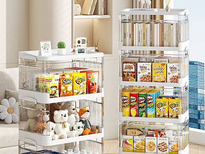 Transparent Storage Cabinet with Multiple Drawers for Snacks and Toys in Living Room 3d model