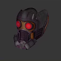 Futuristic Metallic Helmet With Red Glowing Eyes And Detailed SciFi Design