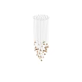 Elegant Modern Glass Chandelier With Multiple Hanging Transparent Metallic Design Elements