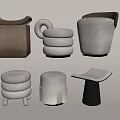 Elegant Modern Stools with Various Designs Different Colors and Contemporary Styles 3d model