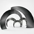 Modern Ornament Decoration Set With Black Curved Structures And Hanging Lines