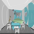 Kid Friendly Children's Dental Clinic With Tooth Decor Giraffe Toy And Green Treatment Bed