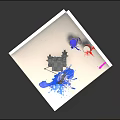 Smart Machine Painting With Brush And Colorful Paint Splashes On White Wall