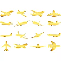 Other Golden Airplane Models With Various Shapes And Design Styles 3d model