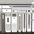 Different White Air Conditioners and Fans with Wall Mounted Floor Standing and Tower Designs