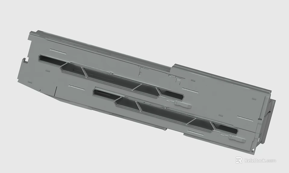 Gray Industrial Metal Mechanical Component With Structural Holes And Grooves Design 3d model 