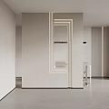 Modern White Partition With Geometric Frames In Minimalist Interior Space With Lighting 3d model