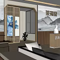 Hospital Outpatient Clinic Waiting Area With Traditional Chinese Style Elegant Interior And Reception Desk