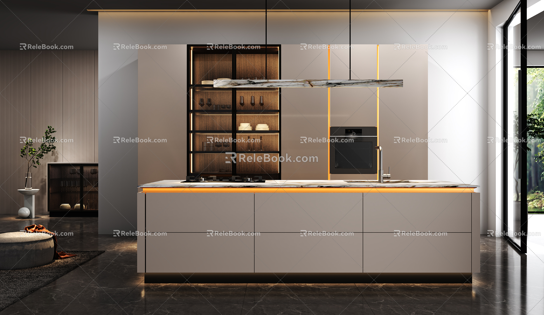 Modern Kitchen High-end Open Kitchen 3d model