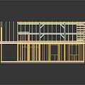 Wooden House Frame Structure With Yellow Wooden Roof Beams Under Construction Exposed Framing
