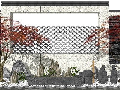 New Chinese style landscape sketch courtyard landscape model