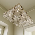 Square Wall Light With Transparent Textured Glass And Metal Frame For Ceiling Corner Indoor Decoration