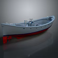 Classic Wooden Boat With Red Bottom Open Deck And Simple Vintage Design