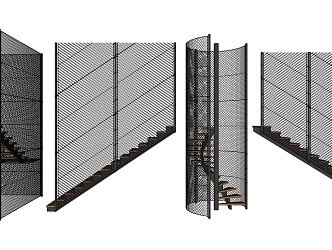 Industrial LOFT stairs popular wrought iron stair guardrail 3d model