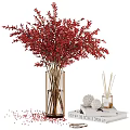 Transparent Glass Vase With Red Flowers Reed Diffuser Decorative Ball And Book