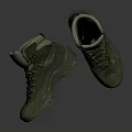 Green Outdoor Hiking Boots With Rugged Traction Soles And Lace Up Design