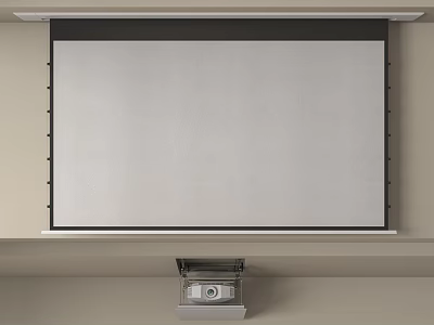 Modern Projection Monitoring Setup With Ceiling Mounted Screen And Projector 3d model