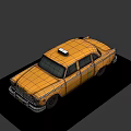Vintage Yellow Taxi Car With Classic Design Checkerboard Stripes And Roof Sign