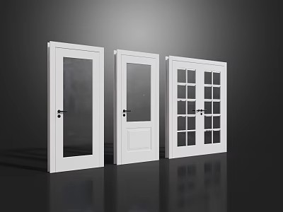 Modern Interior White Swing Doors With Glass Panels And Various Designs 3d model