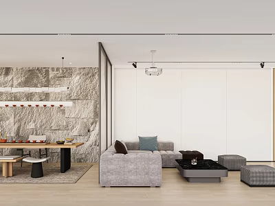 Modern Home Theater Room Interior With Comfortable Sofa And Projection System 3d model