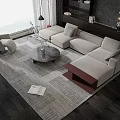 Elegant Modern Living Room Interior With Sectional Sofa And Round Coffee Table Set 3d model