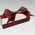 Elegant Ornament Decor Set With Red Gift Box And Large Bow 3d model