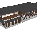 Modern Office Building Featuring Wooden Facade Glass Windows And Gray Roof Design