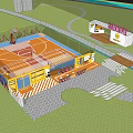 Vibrant Under Bridge Container Space With Greenery People Activities And Play Area