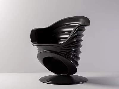Modern Black Leisure Chair with Sleek Curved Design and Unique Artistic Shape 3d model