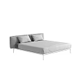 Sleek Modern Double Bed Design With Light Gray Headboard And Two Pillows 3d model