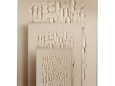 Textured Abstract Oil Painting With Relief Design And Neutral Beige Background Canvas 3d model