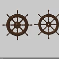 Two Pieces Wooden Ship Wheel Decorative Ornament Set for Home Decor