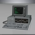 Vintage Electronic Computer System With Monitor Green Code Display And Keyboard 3d model
