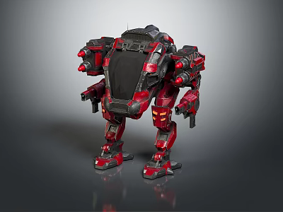 Detailed Humanoid Red and Black Smart Machine Mech with Mechanical Design 3d model