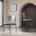 Modern Stylish Dining Chairs Cream White Brown With Black Frames In Archway Room Artwork